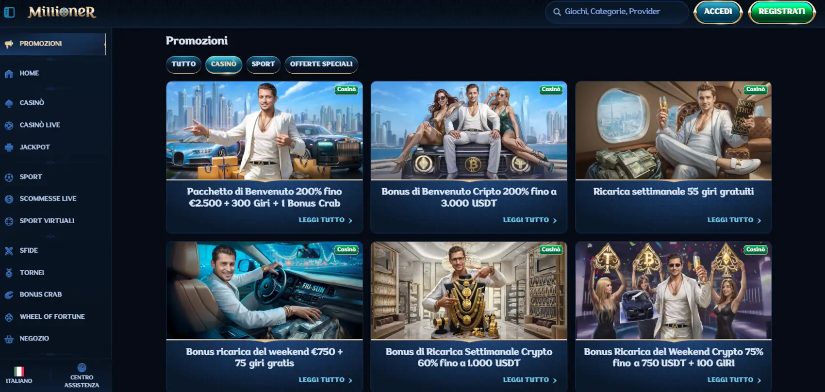 Millionaire casino senza aams